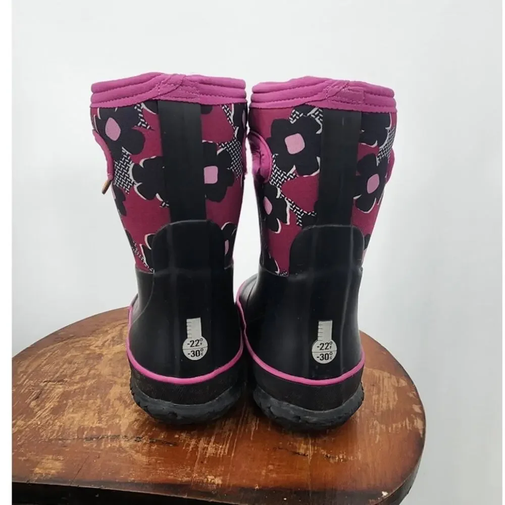 Girls Bogs Waterproof Floral Black Boots Size 10‎